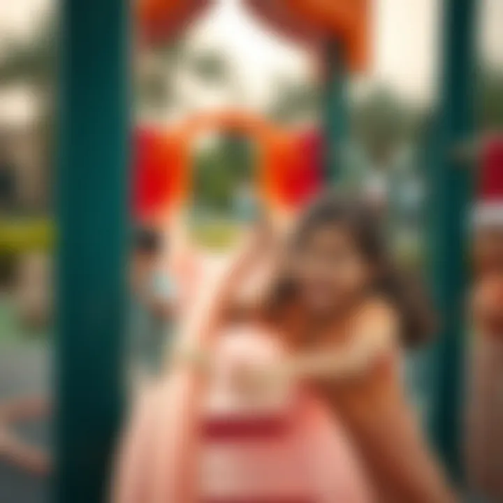 Joyful Moments at Mushrif Park Playground Children playing in the playground at Mushrif Park