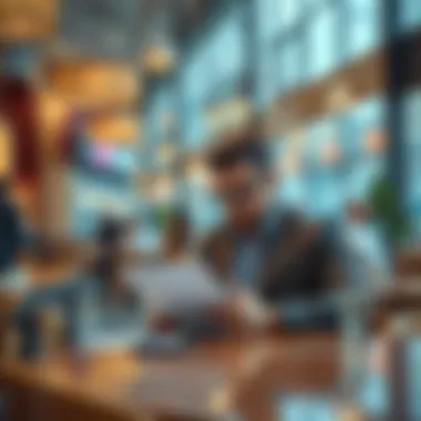 A job seeker reviewing applications in a cafe