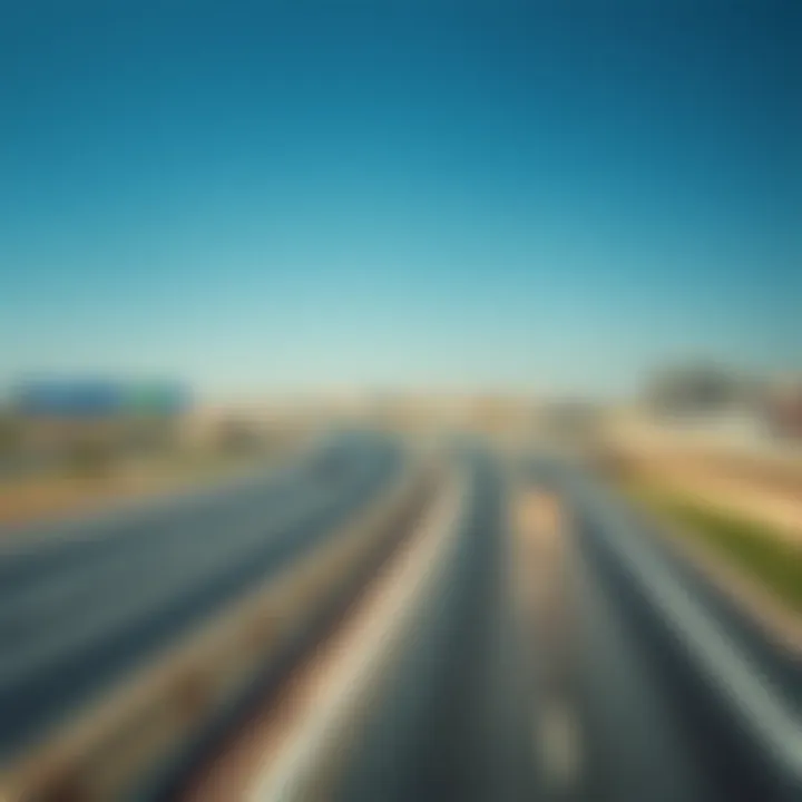 Scenic view along the highway connecting Abu Dhabi and Dubai