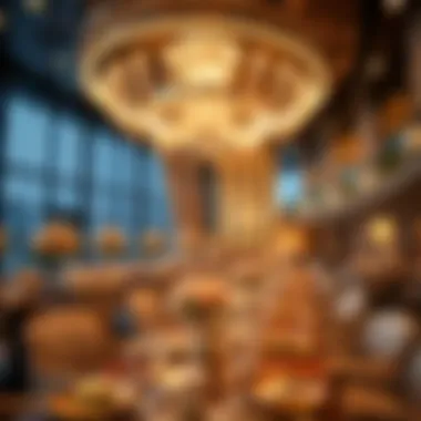 Luxurious New Year celebrations in a high-end hotel, showcasing elegant decor and festivities.