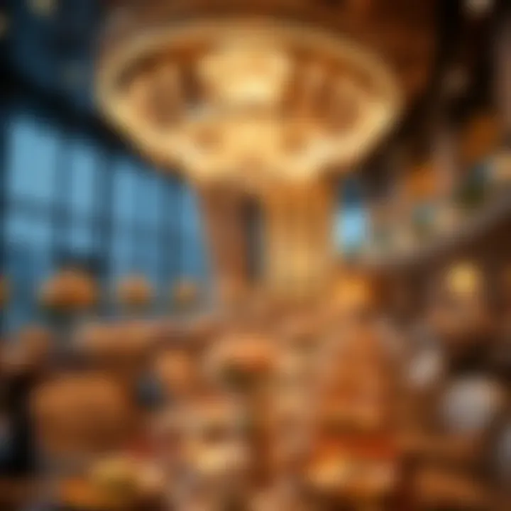 Luxurious New Year celebrations in a high-end hotel, showcasing elegant decor and festivities.