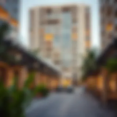 Community spaces and amenities around the Obaid Al Shamsi Building fostering urban living.