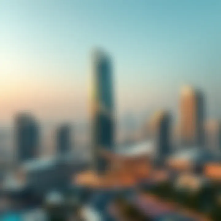 Panoramic view of the surrounding Dubai skyline highlighting the building's strategic location.