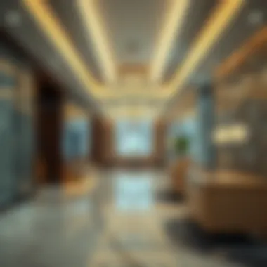 Interior design elements of the Obaid Al Shamsi Building reflecting modern urban aesthetics.