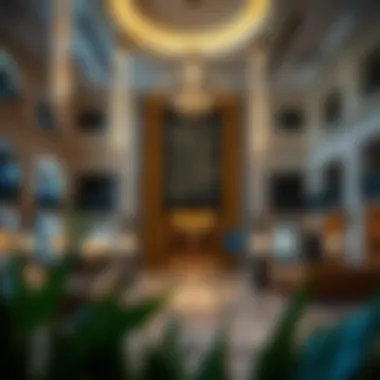 Lavish Atmosphere of Dubai's Premier Accommodations Luxurious hotel lobby in Dubai