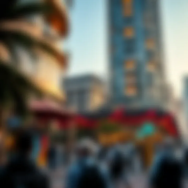 Dynamic Community Life Surrounding Opera Tower Vibrant community life around Opera Tower.