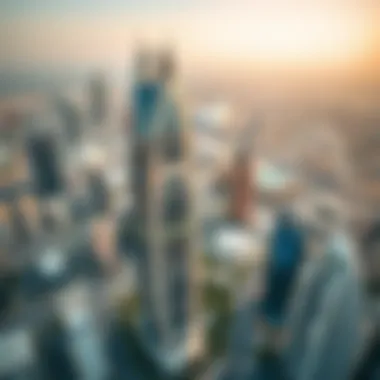 Bird's Eye View of Al Habtoor Business Tower in Dubai's Skyline Bird's eye view showcasing Al Habtoor Business Tower's position within Dubai's skyline