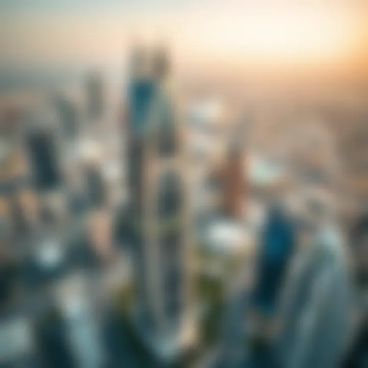 Bird's Eye View of Al Habtoor Business Tower in Dubai's Skyline Bird's eye view showcasing Al Habtoor Business Tower's position within Dubai's skyline