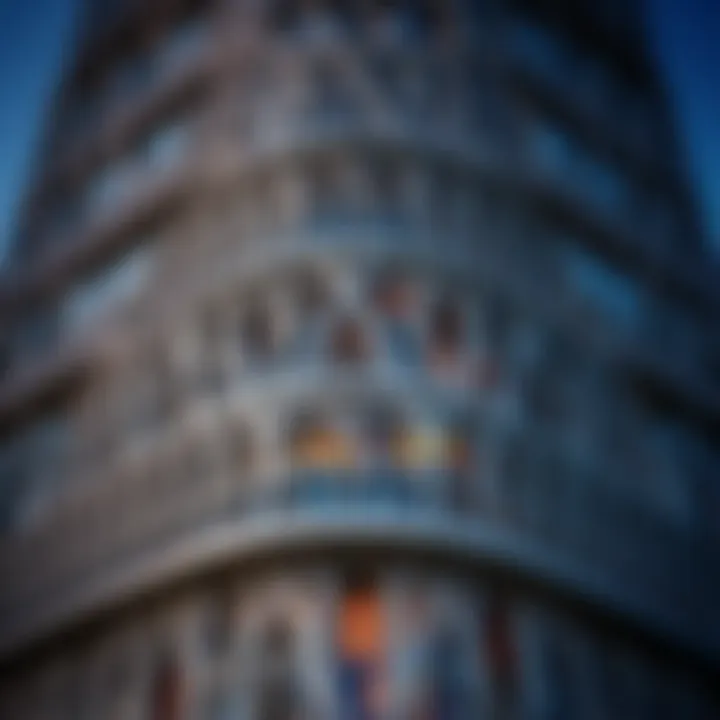 Intricate Façade of Al Habtoor Business Tower Close-up of the intricate façade design of Al Habtoor Business Tower