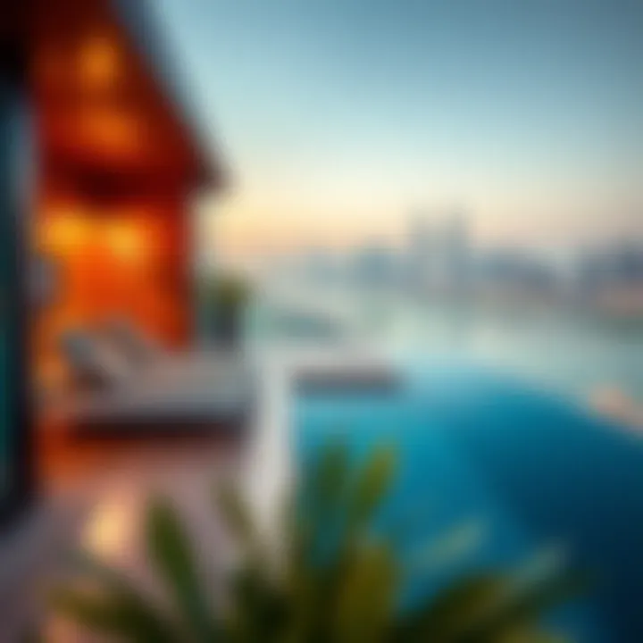 Scenic view of a Dubai skyline from a chalet terrace