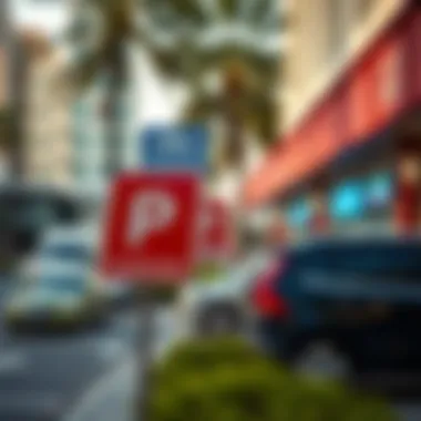 Signs indicating parking regulations in Dubai