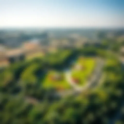 Aerial view of Ragayeb Park showcasing lush greenery