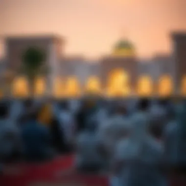 Community Prayers Gathering Community gathering for prayers during Ramadan