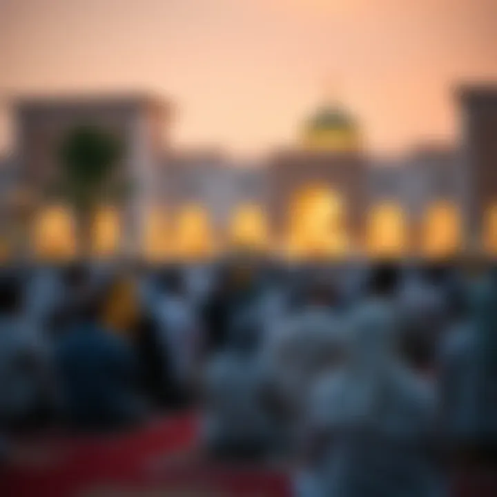 Community Prayers Gathering Community gathering for prayers during Ramadan