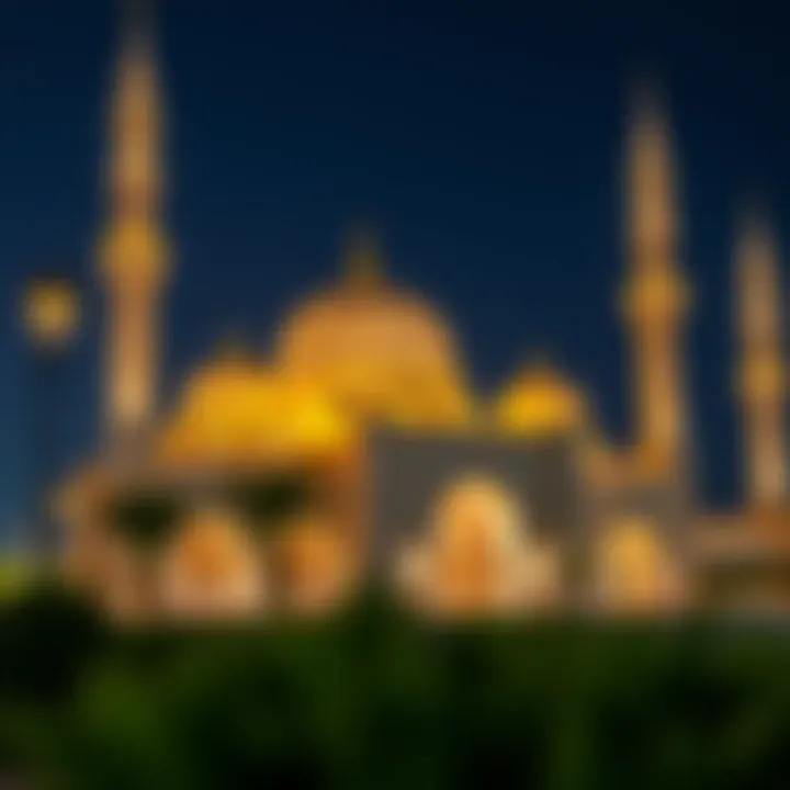 Mosque Illumination at Night Beautiful mosque illuminated at night during Ramadan