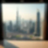 Aerial view of iconic Dubai skyline featuring modern skyscrapers