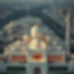 Aerial view of Sheikh Zayed Mosque showcasing its grandeur