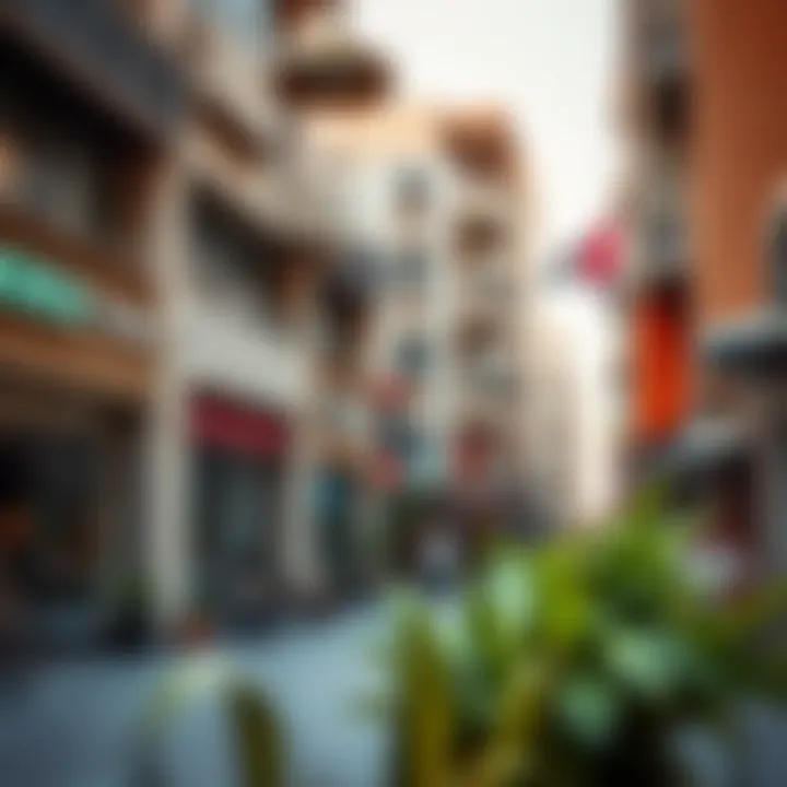 Vibrant neighborhood scene in Deira with shops and cafes