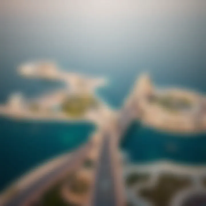 Aerial view of Reem Island showcasing its bridges
