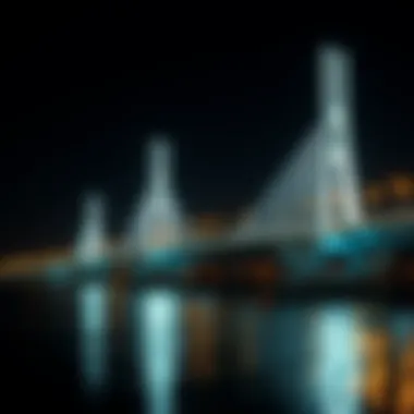 Night view of illuminated bridges on Reem Island