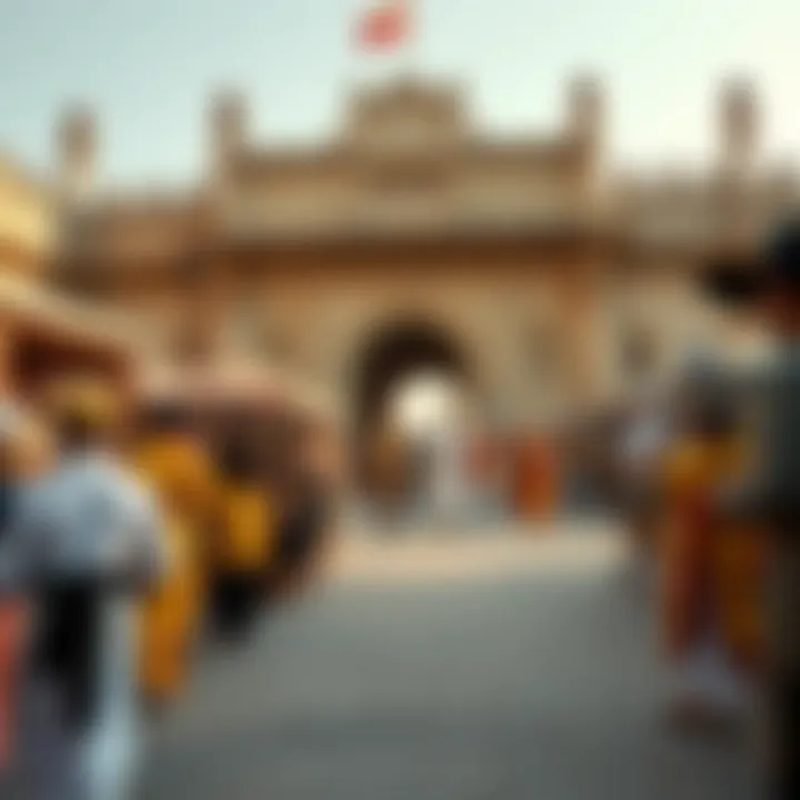 A cultural event held at a city gate site showcasing local traditions