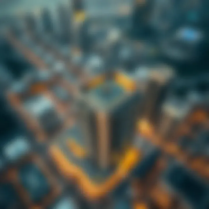 An aerial view of The Hive Dubai highlighting its strategic location within the city