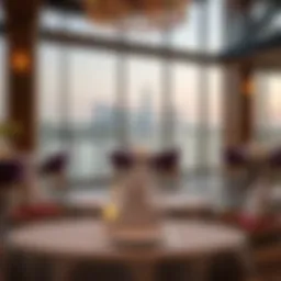 Elegant dining setup with a waterfront view