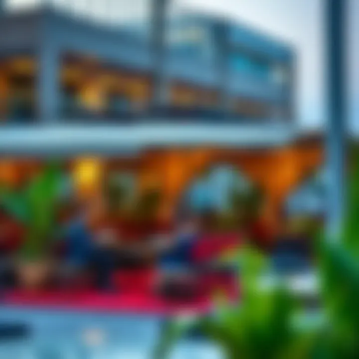 Vibrant outdoor seating area at a restaurant