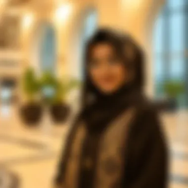 A fashion influencer showcasing a contemporary abaya style on social media