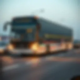 A modern bus on a highway connecting Abu Dhabi and Dubai