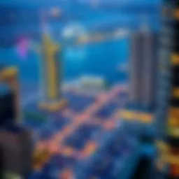 Aerial view of Dubai Marina showcasing parking facilities