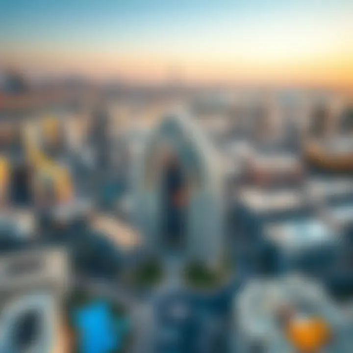 Aerial View of Dubai's Freehold Properties Aerial view of Dubai's skyline showcasing freehold properties