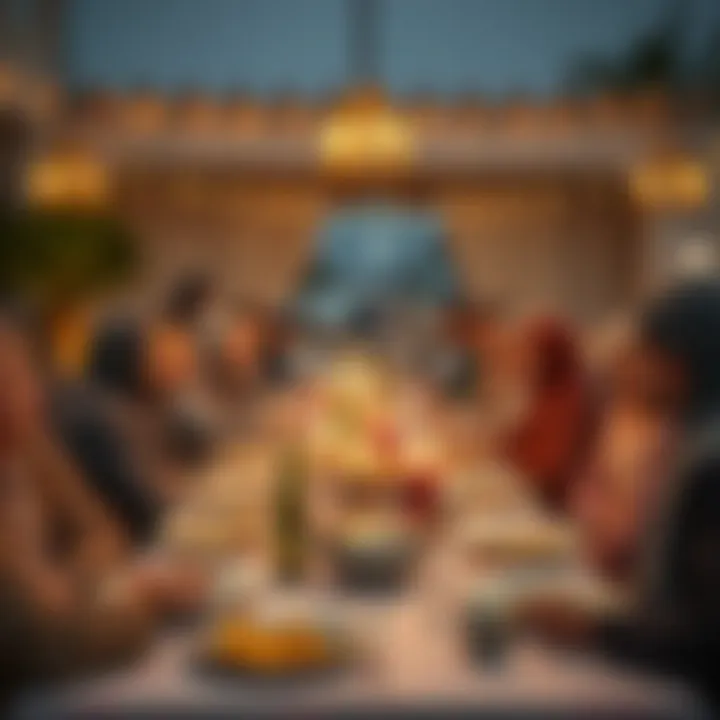 Gathering around a table for Iftar