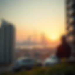 A serene view of the UAE skyline at sunset symbolizing retirement