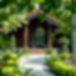 Luxurious chalet exterior surrounded by lush greenery