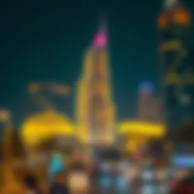 Night view of وحده مول illuminated, reflecting its impact on urban nightlife.