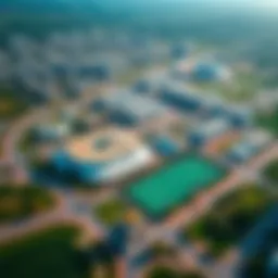 Aerial view of Victory Heights Sports City showcasing its expansive landscape and sports facilities