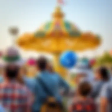 Visitors enjoying attractions and rides at Global Village